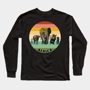 Africa's Big Five on Vintage Retro Africa Sunset Long Sleeve T-Shirt